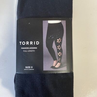 NWT Torrid Full Length Black Flower Cut Out Leggings Size 0 (10/12) 0X